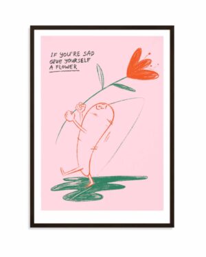 Carrot with flower, plakat autorski, Megivegi.